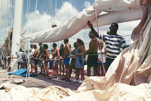 Putting up the sails