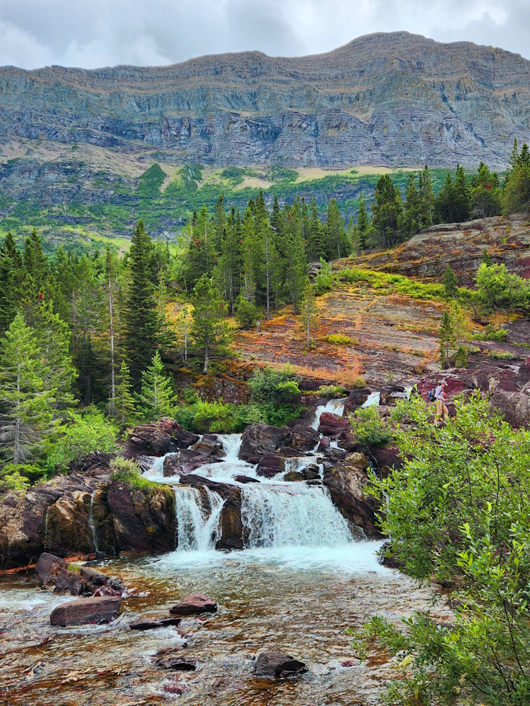 red rock waterfall