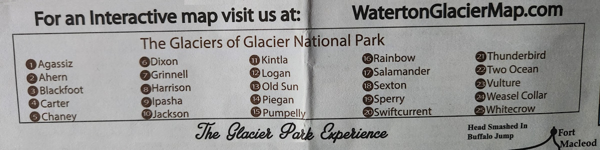 glacier list